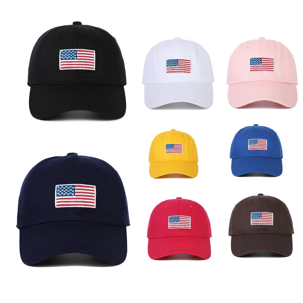 Embroidered American Flag Baseball Cap For Men Women Casual Cotton Blend Adjustable Sunshade Sporty Hip Hop Dad Hat
