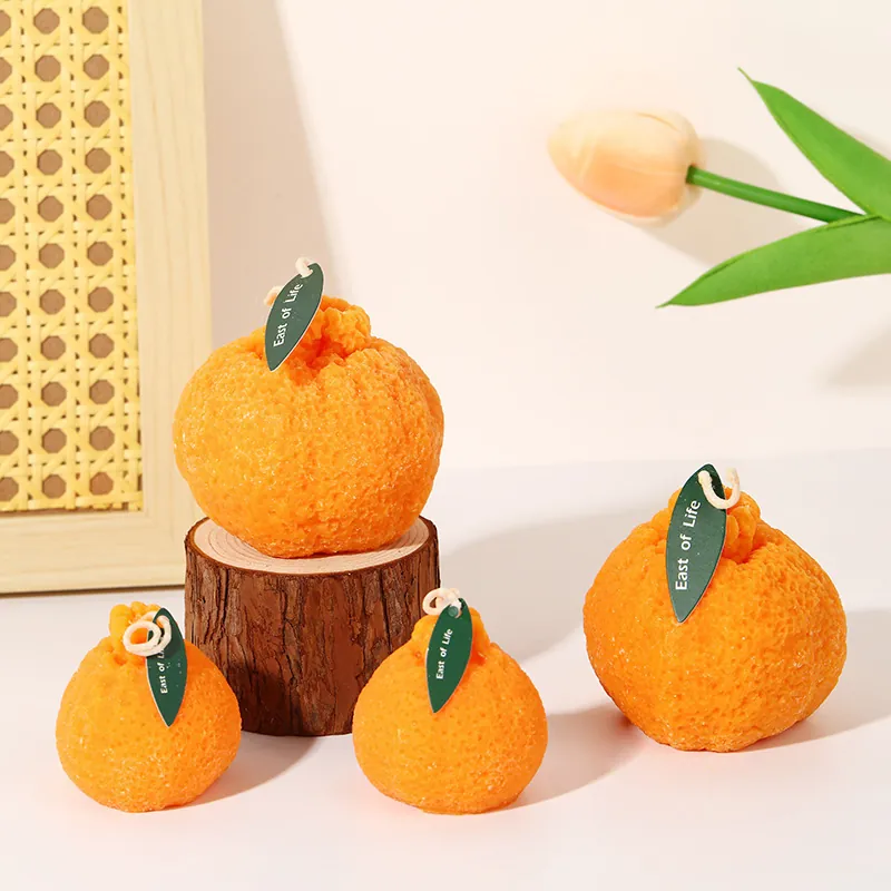 Vela Aromática Creativa Con Forma De Naranja Forma De Fruta Realista Cera De Parafina Decoración Hogar