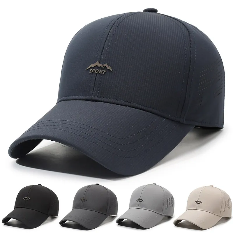 Men Baseball Cap Outdoor Breathable Sun Protection Sport Hat Adjustable Lightweight Quick Dry Peak Cap Mountain Logo