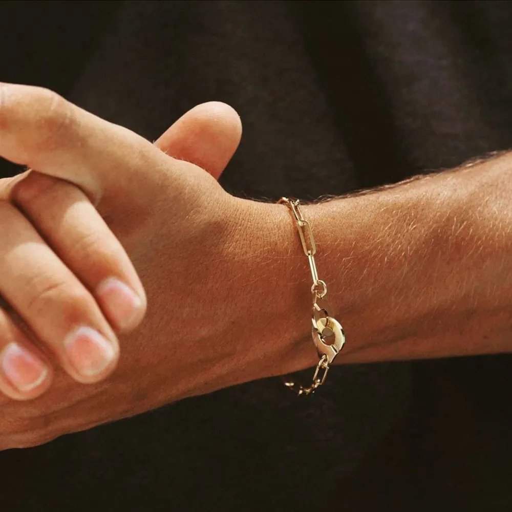 Stainless Steel 18K Gold Plated Handcuff Bracelet For Women Men Niche Design Paperclip Chain Interlocking Jewelry Necklace