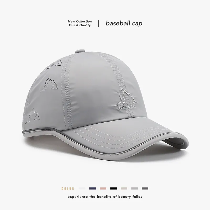 Casquette De Baseball Polyester Séchage Rapide Ventilation Découpée Au Laser Réfléchissante Sport De Plein Air Unisexe
