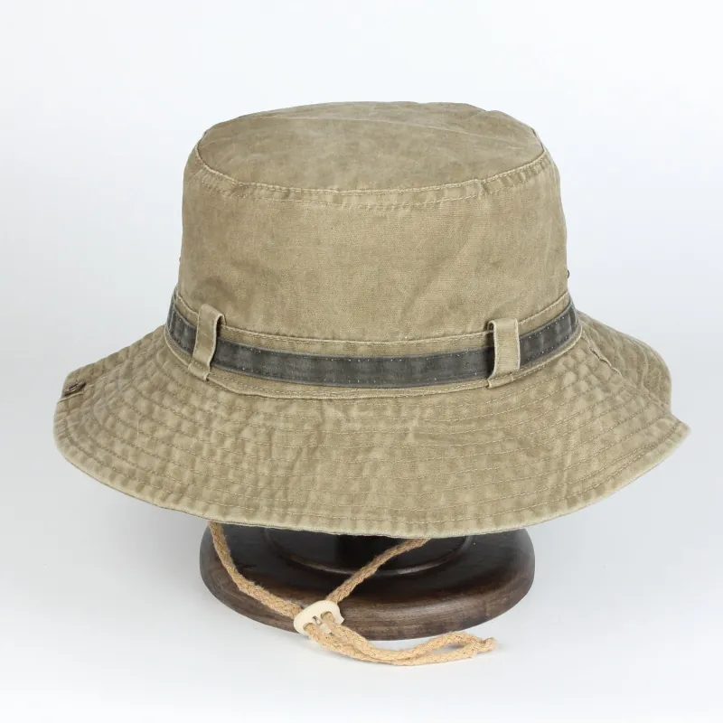 Chapeau Bob En Coton Lavé À Bord Large Chapeau De Soleil Boonie Avec Mentonnière Réglable Randonnée Extérieure Pêche