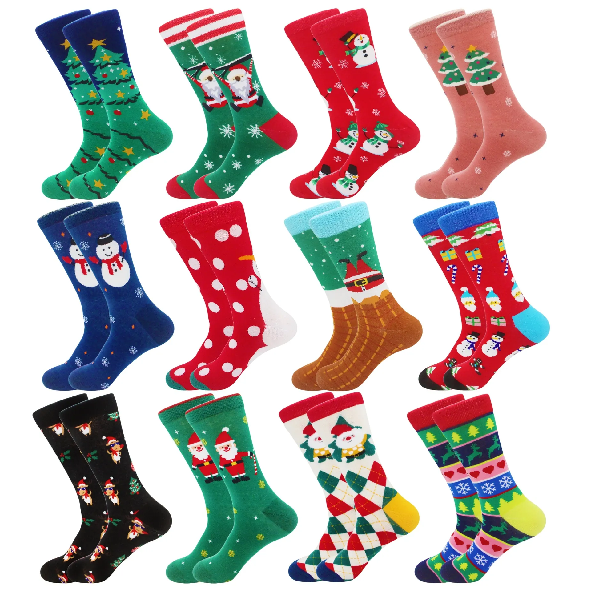Christmas Socks Cotton Knit Middle Tube Casual Festive Pattern For Men And Women Breathable Warm Novelty