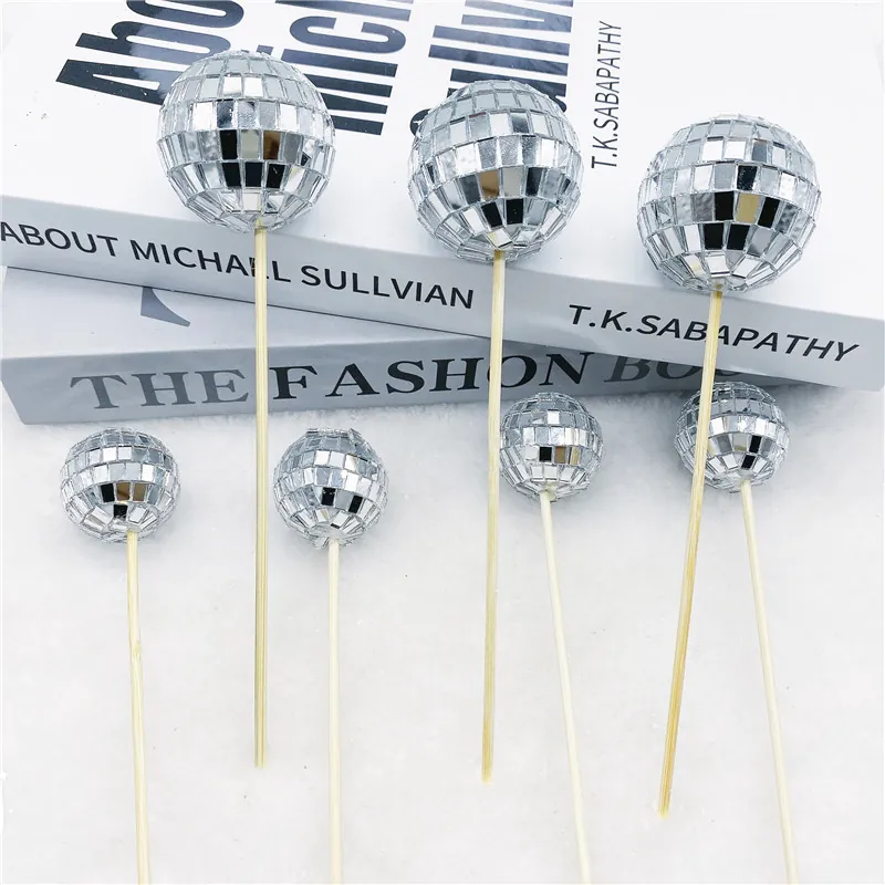 Silber Spiegel Disco Ball Kuchenaufsatz Mit Holzstab Glitzerndes Glasball Für Hochzeit Geburtstag Party Schaufenster Kuchen Dekoration