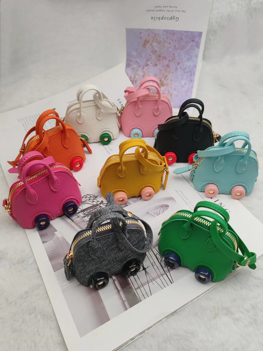 Mini Car Shaped Coin Purse PU Leather Keychain Pendant Shell Bag For Earphone Storage Creative Handbag Charm