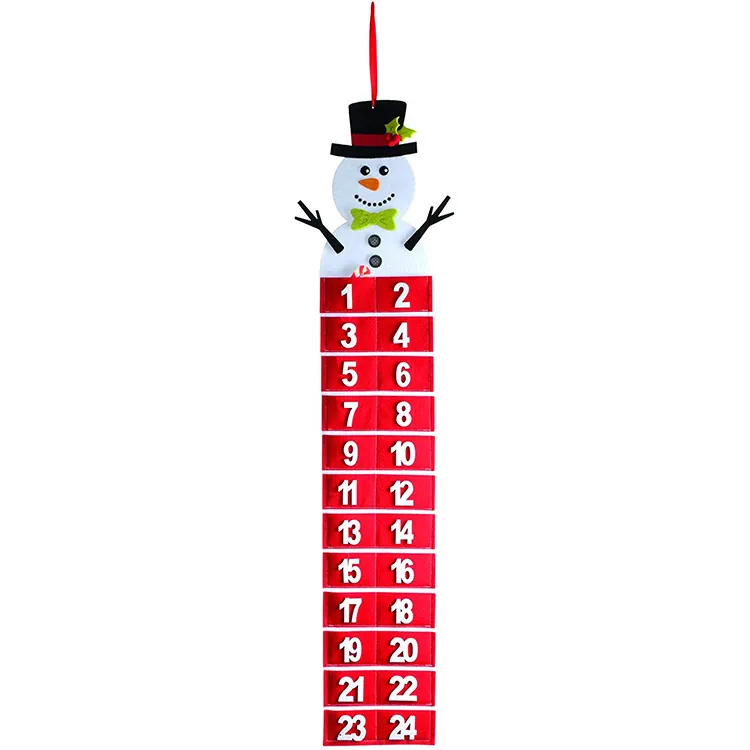 Weihnachts Adventskalender Filz Hängende Weihnachtsmann Schneemann Countdown Taschen Feiertag Wanddekoration
