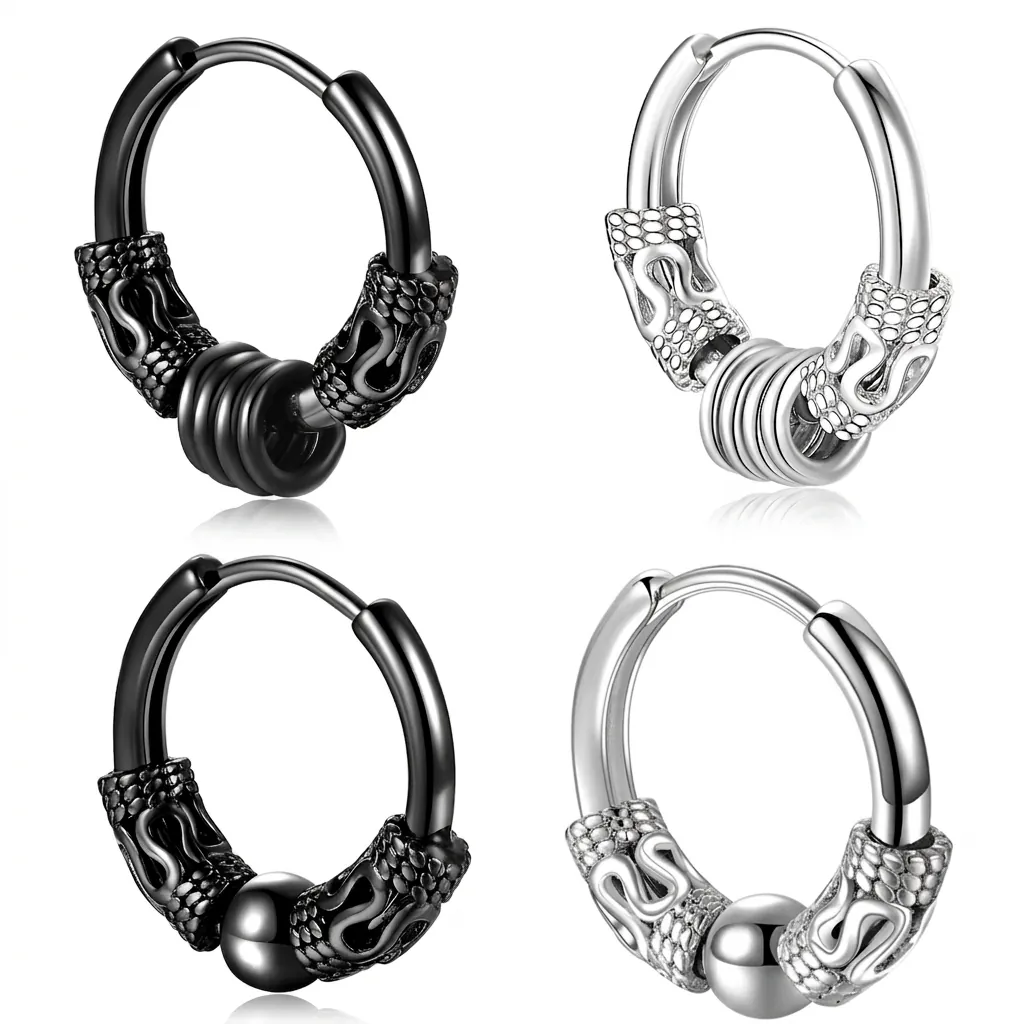 Boucles D'oreilles Créoles Motif Dragon Acier Inoxydable Alliage Zinc Rétro Punk Hip Hop Unisexe Bijoux Style Vintage