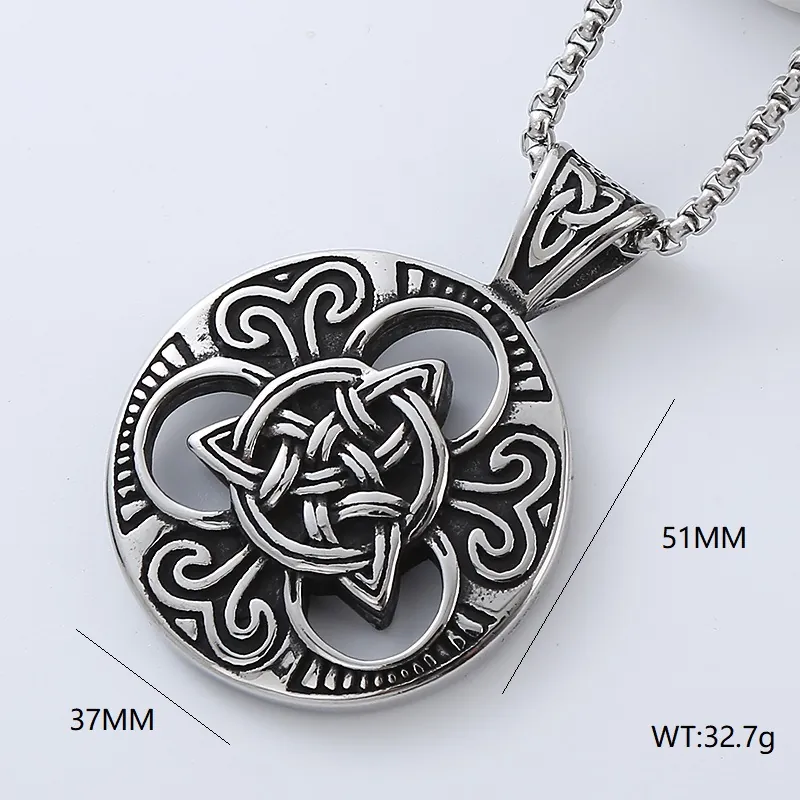 Collier Pendentif Mythologie Nordique Viking Acier Inoxydable 304 Gravé Rétro Punk Hip Hop Bijoux Pour Hommes