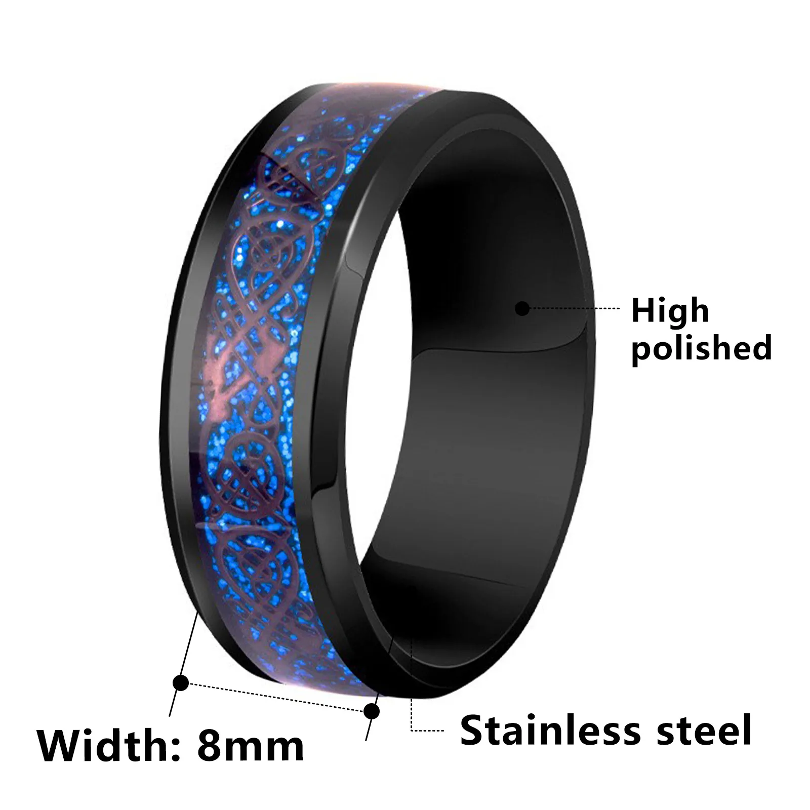 Celtic Dragon Pattern Stainless Steel Ring Vintage Nordic Style Band For Men Unisex Polished Punk Jewelry