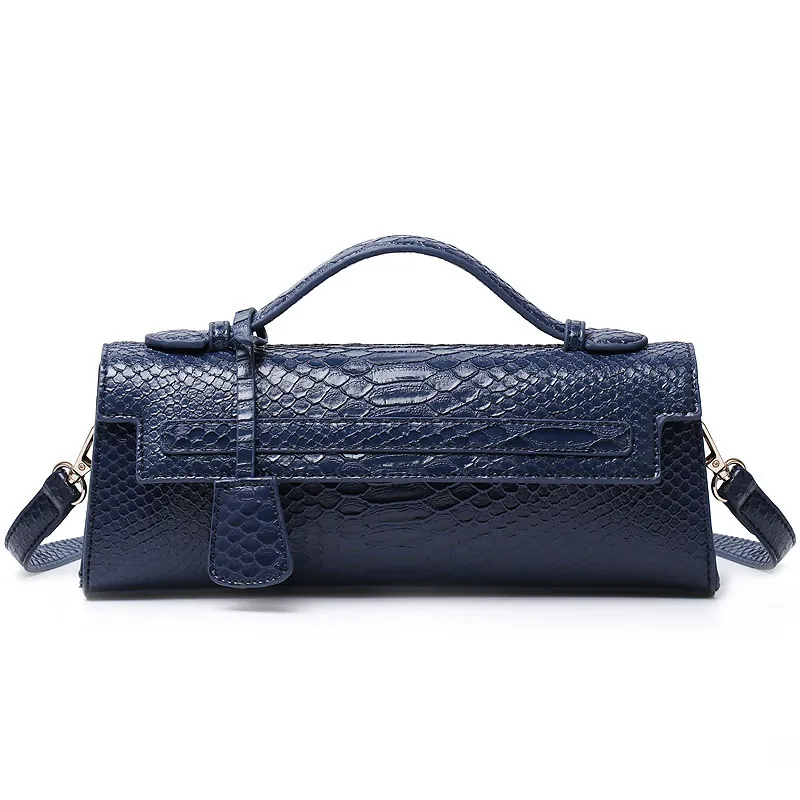 Women Long Handbag Classic Style Ostrich Snake Pattern PU Leather Top Handle Shoulder Bag Elegant Clutch Vintage Textured