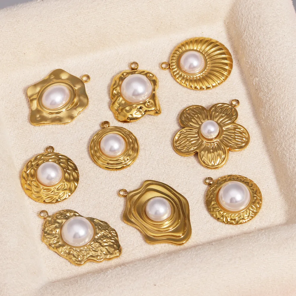 Pendentifs Vintage En Acier Inoxydable Et Künstliche Perle Pour Création Bijoux DIY Formes Fleur Coeur Baroque Breloques Élégantes Pour Femmes