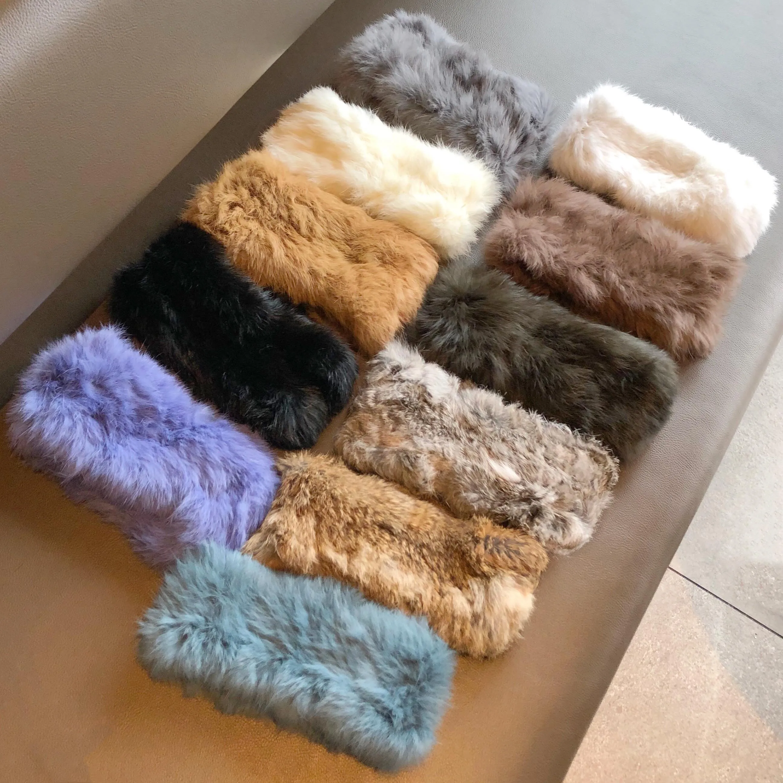 Rabbit Fur Stirnband Flauschig Plüsch Hut Winter Warm Retro Breit Haarband Für Damen Elegant Outdoor Kopfbedeckung