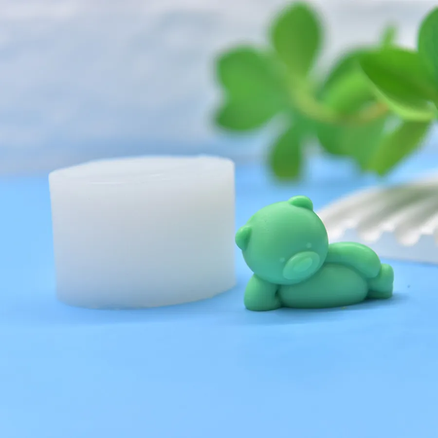 3D Liegender Bär Silikonform Süße Tierform Für DIY Handgemachte Seife Kerze Harzguss Kuchendekoration Fondant Werkzeuge