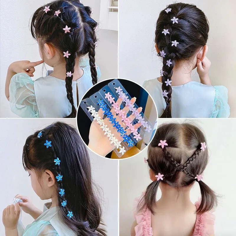 Mini Pinces À Cheveux Fleur Pour Enfants Résine Strass Petites Épingles À Cheveux Pour Filles Tressage Accessoires Coiffure Couleurs Macaron