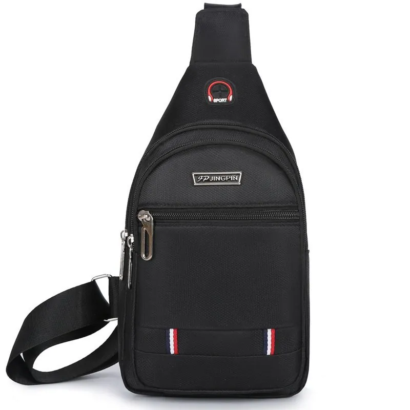 Herren Brusttasche Sling Bag Wasserdicht Oxford Nylon Mehrlagig Große Kapazität Freizeit Reise Sportlich Kopfhörerloch