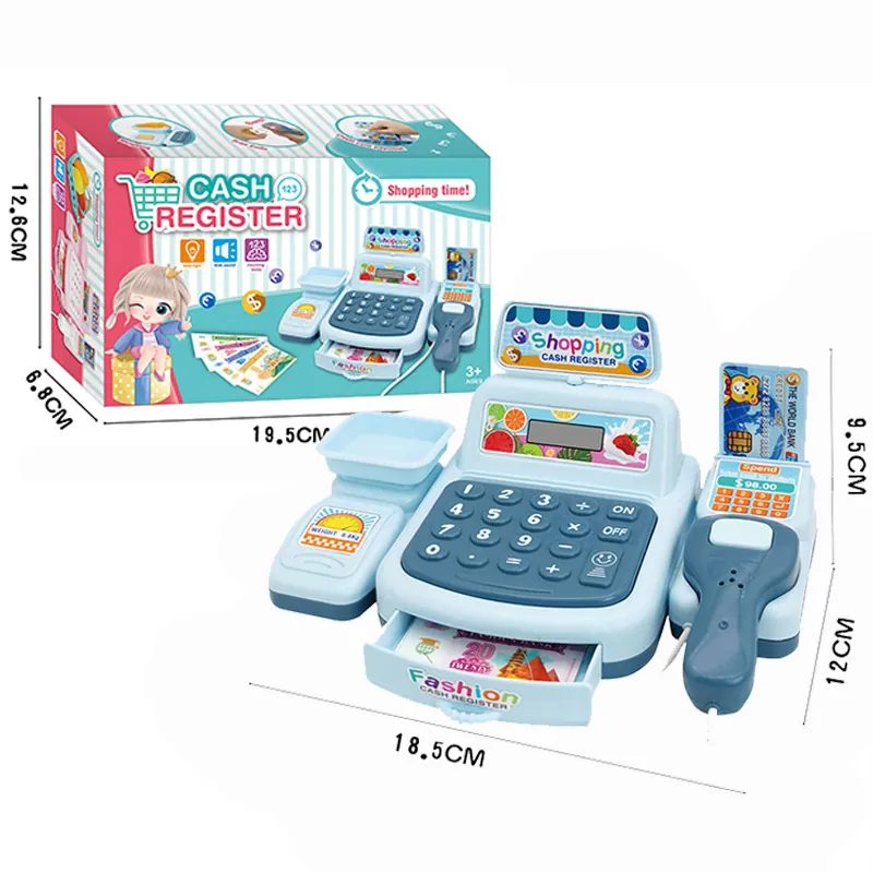 Kids Toy Cash Register Plastic Simulation Supermarket Store With Light Sound For Toddlers Pretend Play Role Game