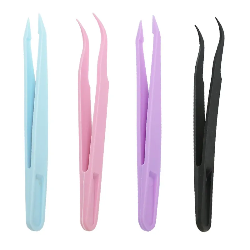 Colorful Plastic Tweezers Straight Curved Tips For DIY Diamond Painting Nail Art Handcraft Tools Multifunctional Accessory