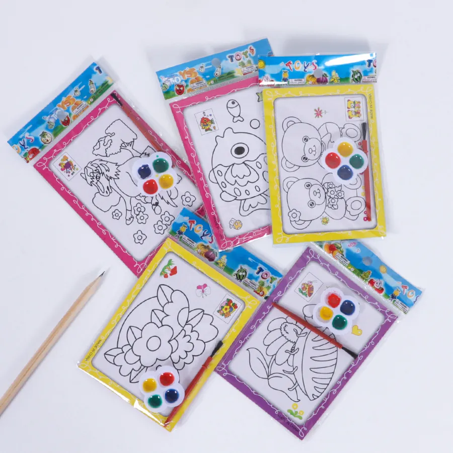 Kids DIY Watercolor Painting Kit Drawing Coloring Board With Paint And Brush Educational Graffiti Toy Cartoon Pattern