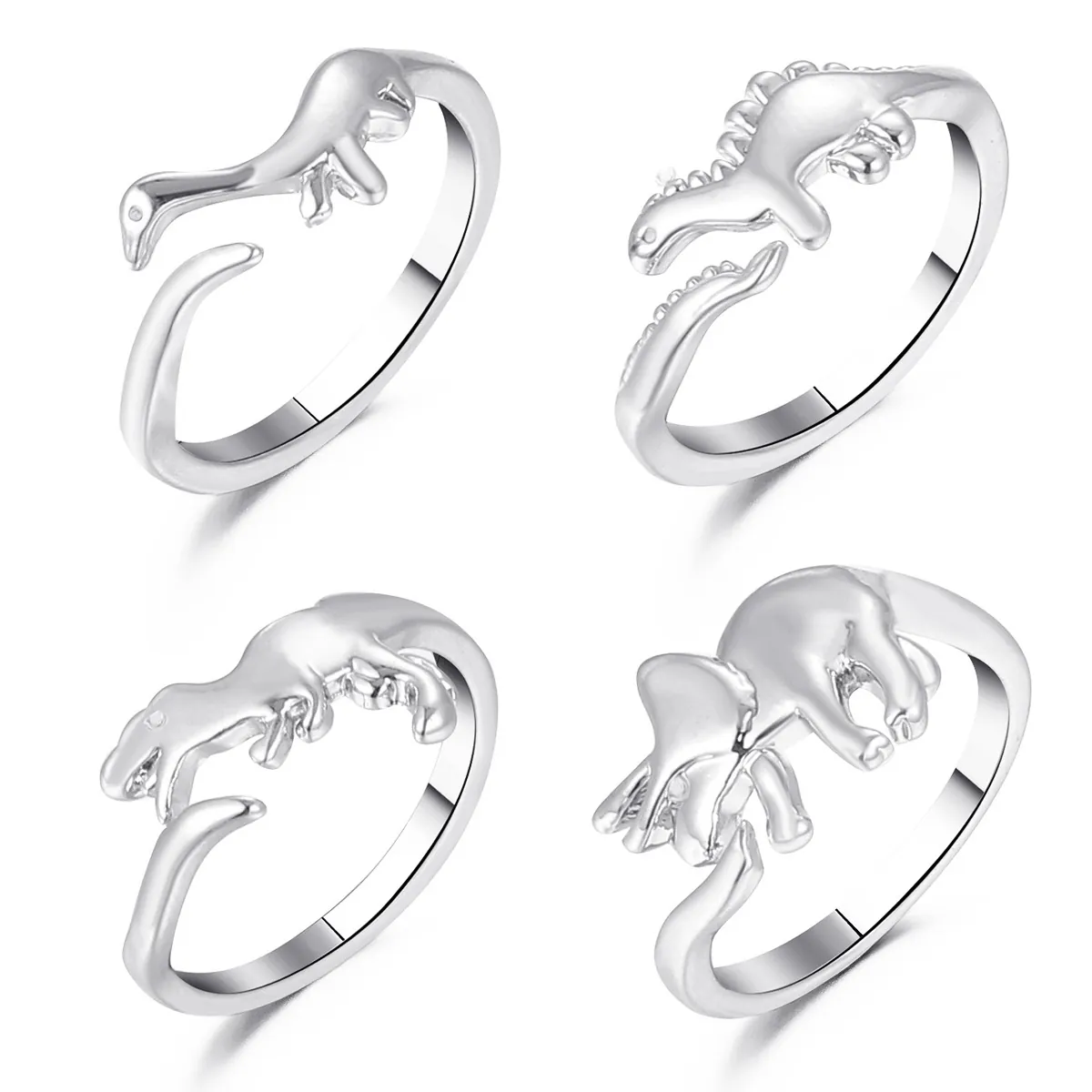 Funny Dinosaur Open Ring Adjustable Copper Geometric Animal Jewelry For Women Men Fashion Gift