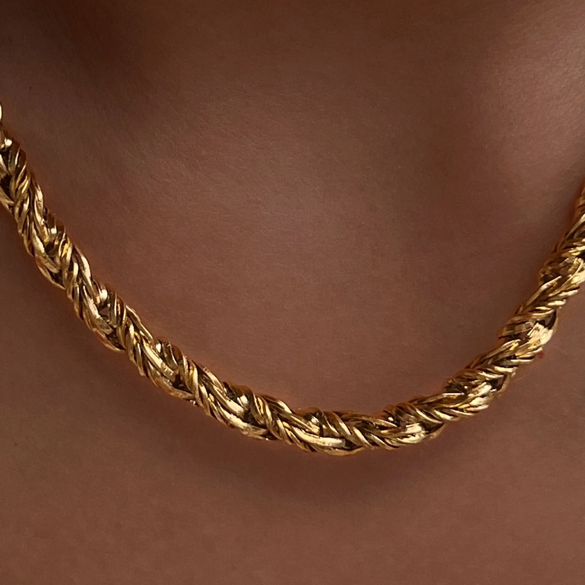 Rope Chain Necklace Bracelet Titanium Steel 18K Gold Plated Twisted Link Vintage Fashion Jewelry For Men Women