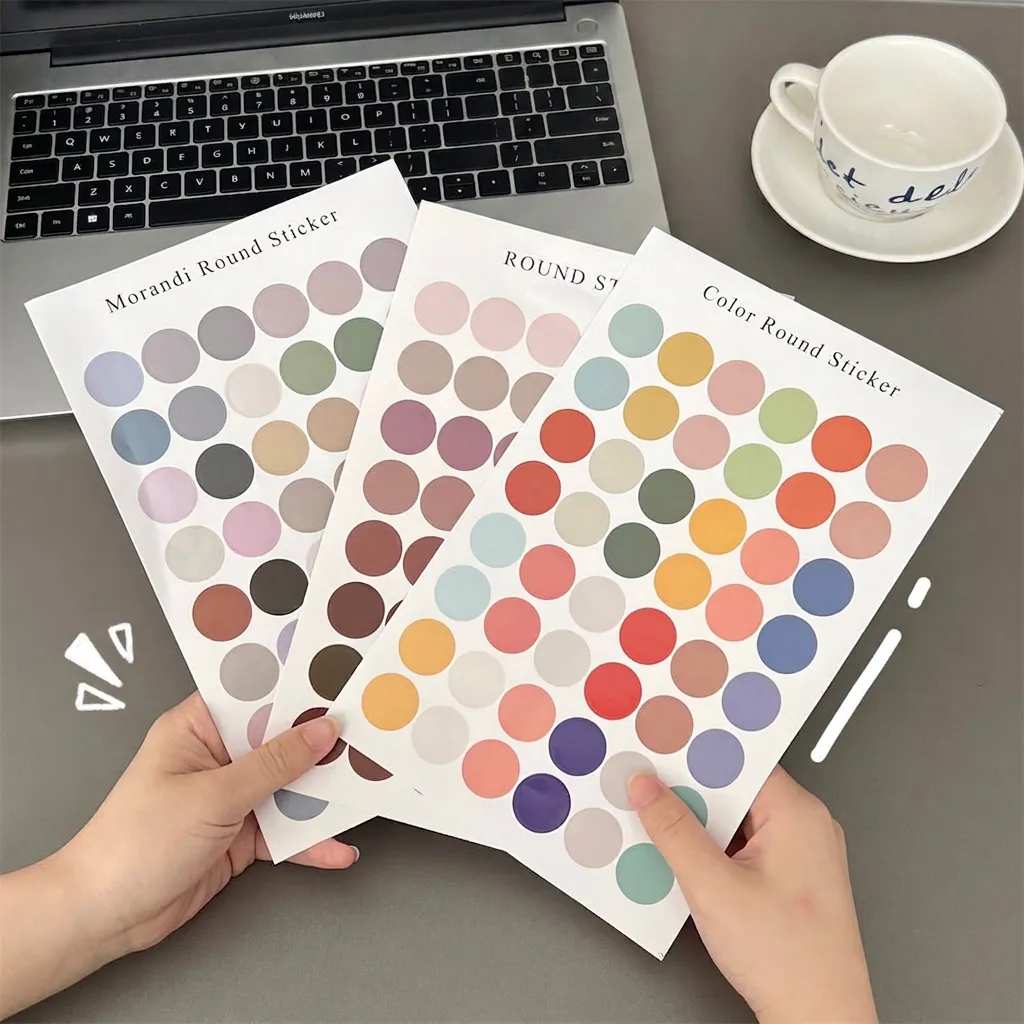 Colorful Round Dot Stickers Morandi Tones Adhesive Paper For Journal Scrapbooking Envelope Sealing DIY Decorative Marking