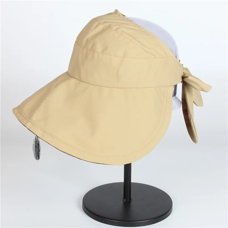 Cappello Da Sole A Tesa Larga Da Donna Aperto Poliestere Traspirante Protezione UV Fiocco Pieghevole Estate Spiaggia Elegante