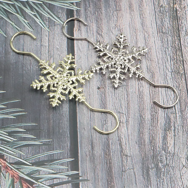 Christmas Snowflake Hooks Stainless Steel S-shaped Hangers Xmas Stocking Ornament Decorations Festive Home Decor