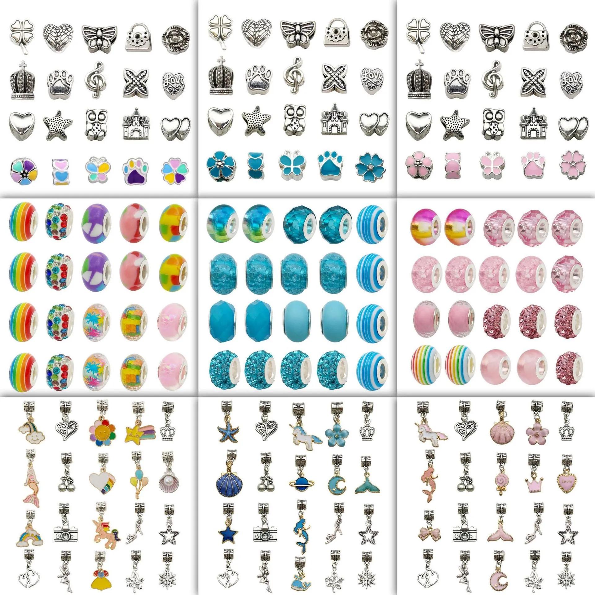 DIY Jewelry Making Charms Beads Alloy Enamel Glass Rhinestone Large Hole Cartoon Style For Girls Bracelet Necklace