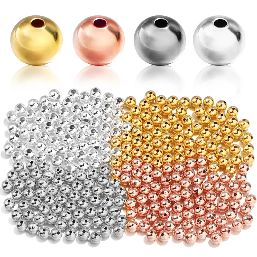 Glatte Nahtlose Runde Kupferperlen Für DIY Schmuckherstellung Polierte Metallzwischenperlen