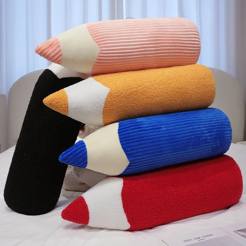 Pencil Shaped Plush Pillow Long Cushion Ribbed Corduroy Teddy Fleece Soft Decorative Throw Pillow For Sofa Bedding