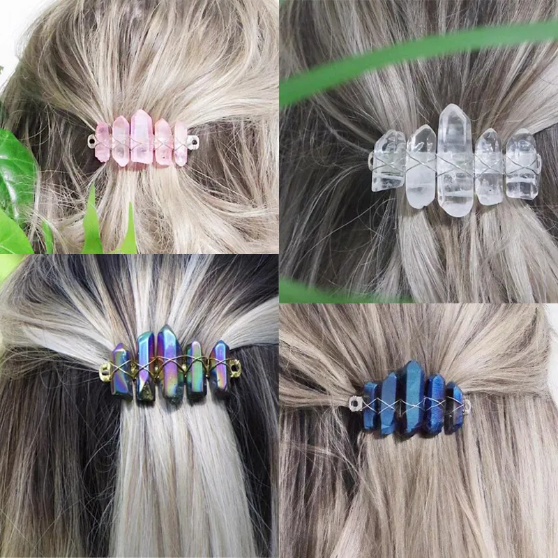 Fermaglio Per Capelli In Pietra Di Cristallo Naturale Forcina In Quarzo Grezzo Fatto A Mano Accessori Per Capelli Donna