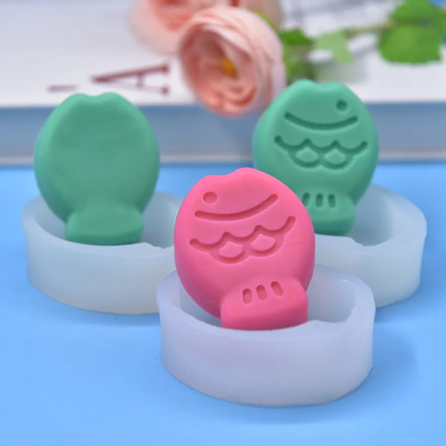 Moule En Silicone En Forme De Poisson Taiyaki Dessin Animé Outil De Décoration Pour Gâteaux Chocolat Savon Bougie