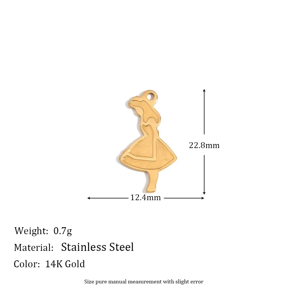 Stainless Steel Charms Pendants 14K Gold Plated Heart Cross Star Geometric Minimalist For DIY Jewelry Making