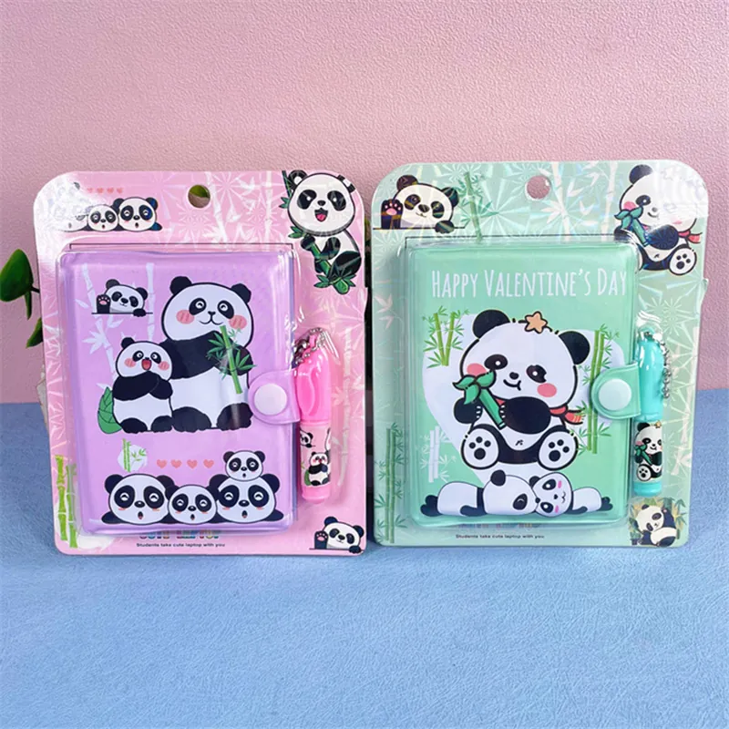 Süßes Cartoon Panda Mini Notizbuch Mit Passendem Stift Tragbares Taschenformat Schüler Tagebuch Schreibwaren Schulbedarf