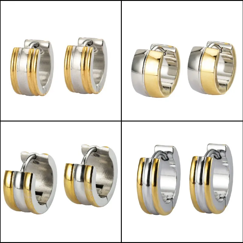 Bicolor Edelstahl Ohrringe Damen Herren Trendige Sphärische Geometrische Ear Cuffs Gold Silber Plattiert Schmuck Zubehör Geschenk