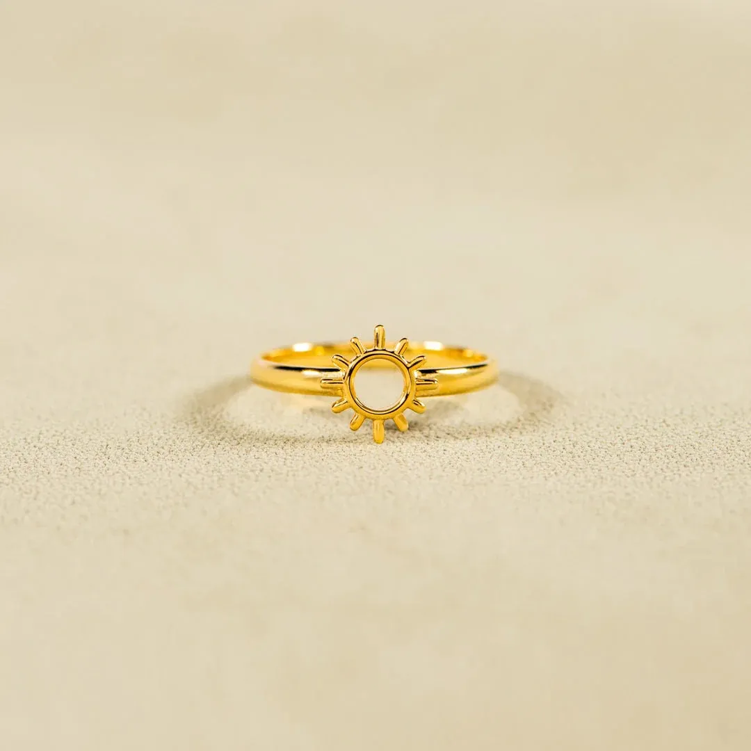Anello Sole In Argento Sterling 925 Placcato Oro Design Geometrico Raggio Di Sole Gioielli Di Moda Per Donne