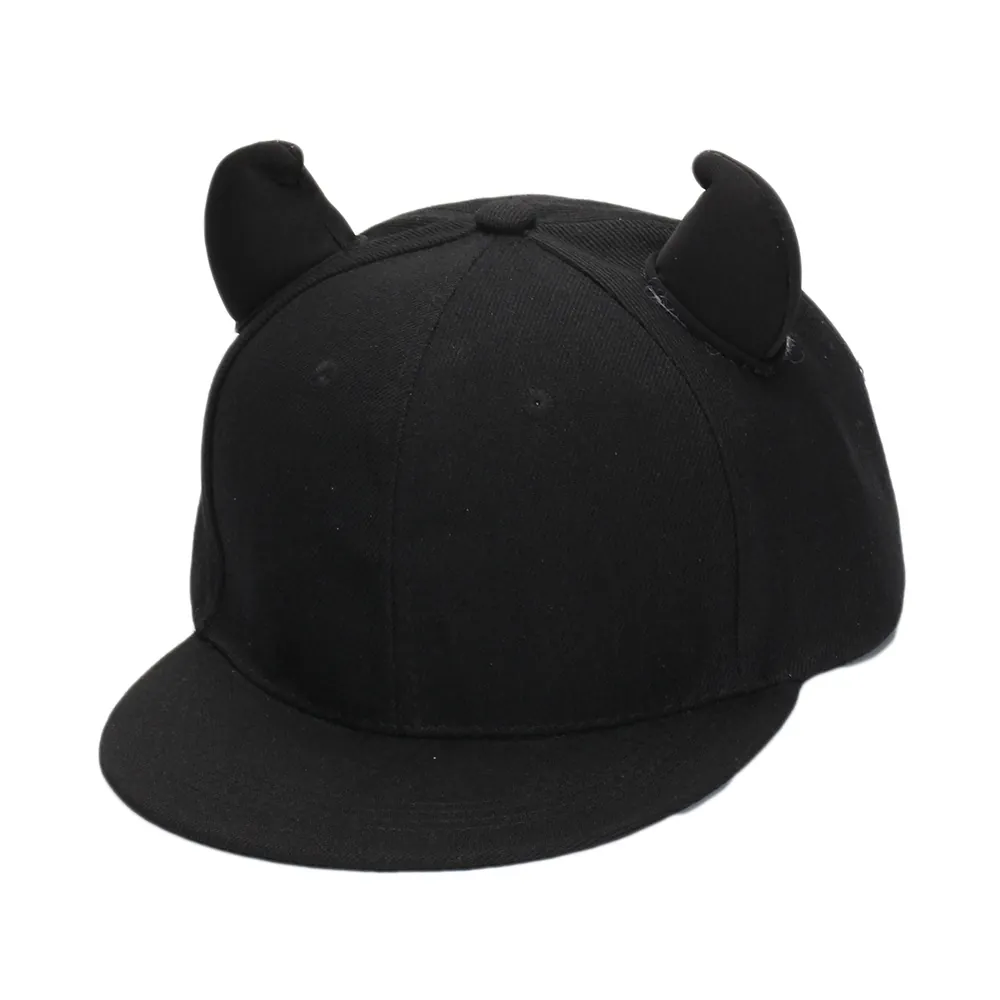 Casquette De Baseball Mixte Bord Plat Snapback Chapeau Avec Cornes De Diable 3D Polyester Coton Sergé Hip Hop Réglable