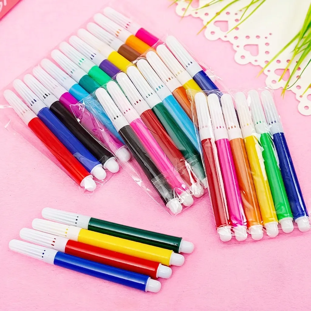 Mini Watercolor Pens Vibrant Colors Plastic Markers For Kids DIY Painting Drawing Portable Art Stationery Brushes