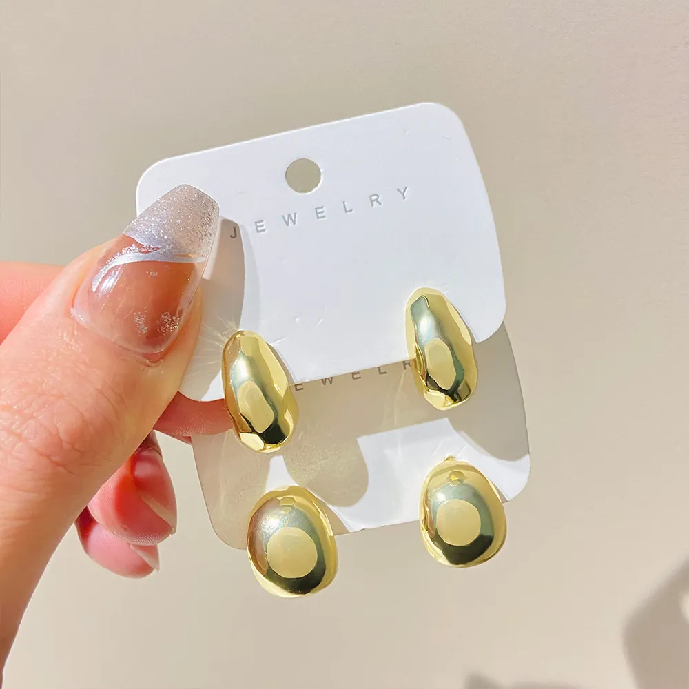 Minimalistische Kupfer Wassertropfen Ohrstecker Für Damen Hochglanz Metallisch Flüssige Lava Design Bohne Ohrringe Personalisierter Schmuck Geschenk