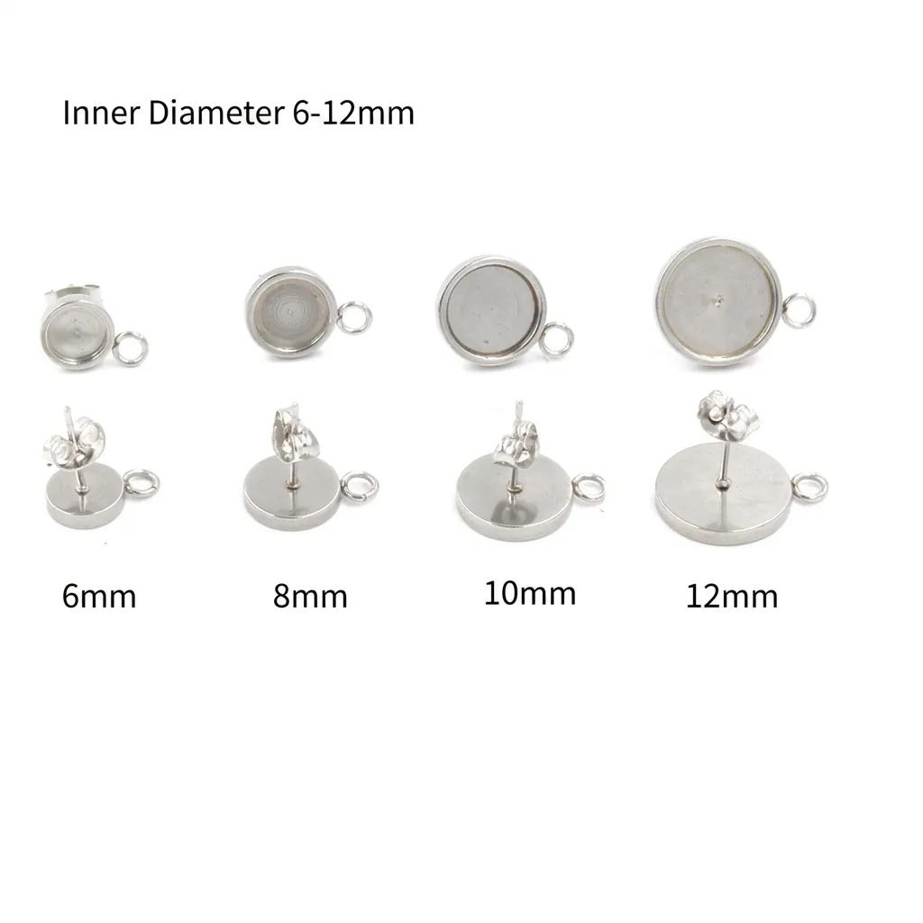 Roestvrijstalen Ronde Tray Oorknopjes Bases Met Ophangoog DIY Sieraden Maken Accessoires Oorbellen Onderdelen