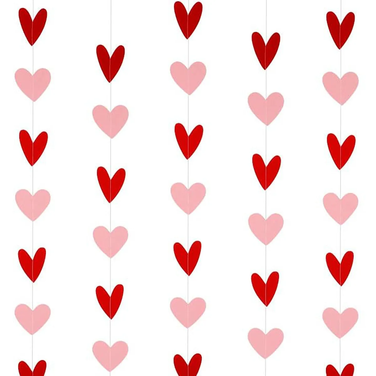 Guirlande De Papier De Coeur De La Saint Valentin Bannière Suspendue Pour La Décoration De Fête De Mariage Rouge Et Rose Design Amour Romantique