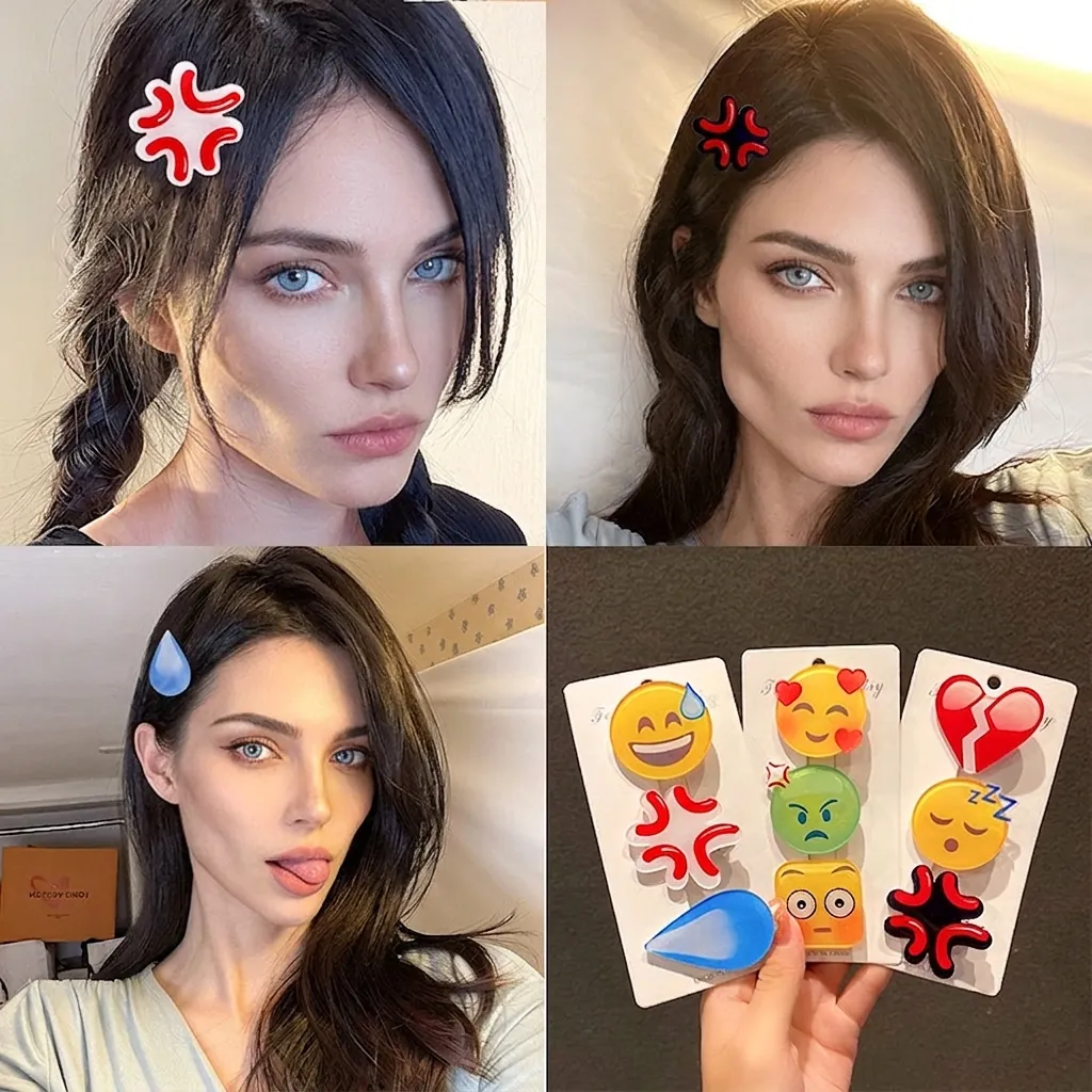 Fermagli Per Capelli Emoji In Acrilico Cartone Animato Espressione Divertente Meme Forcine Creative Per Donne Ragazze