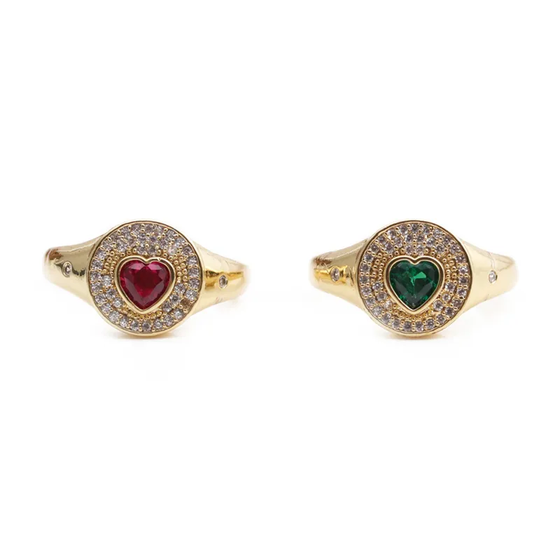 Anello Zircone A Forma Di Cuore Rame Vintage Micro Pave Anelli Aperti Regolabili Per Donne Gioielli Moda