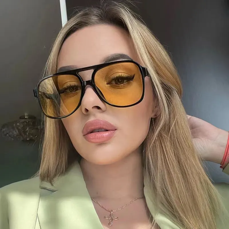Retro Aviator Sunglasses Double Bridge PC Frame UV Protection Outdoor Fashion Eyewear For Men And Women
