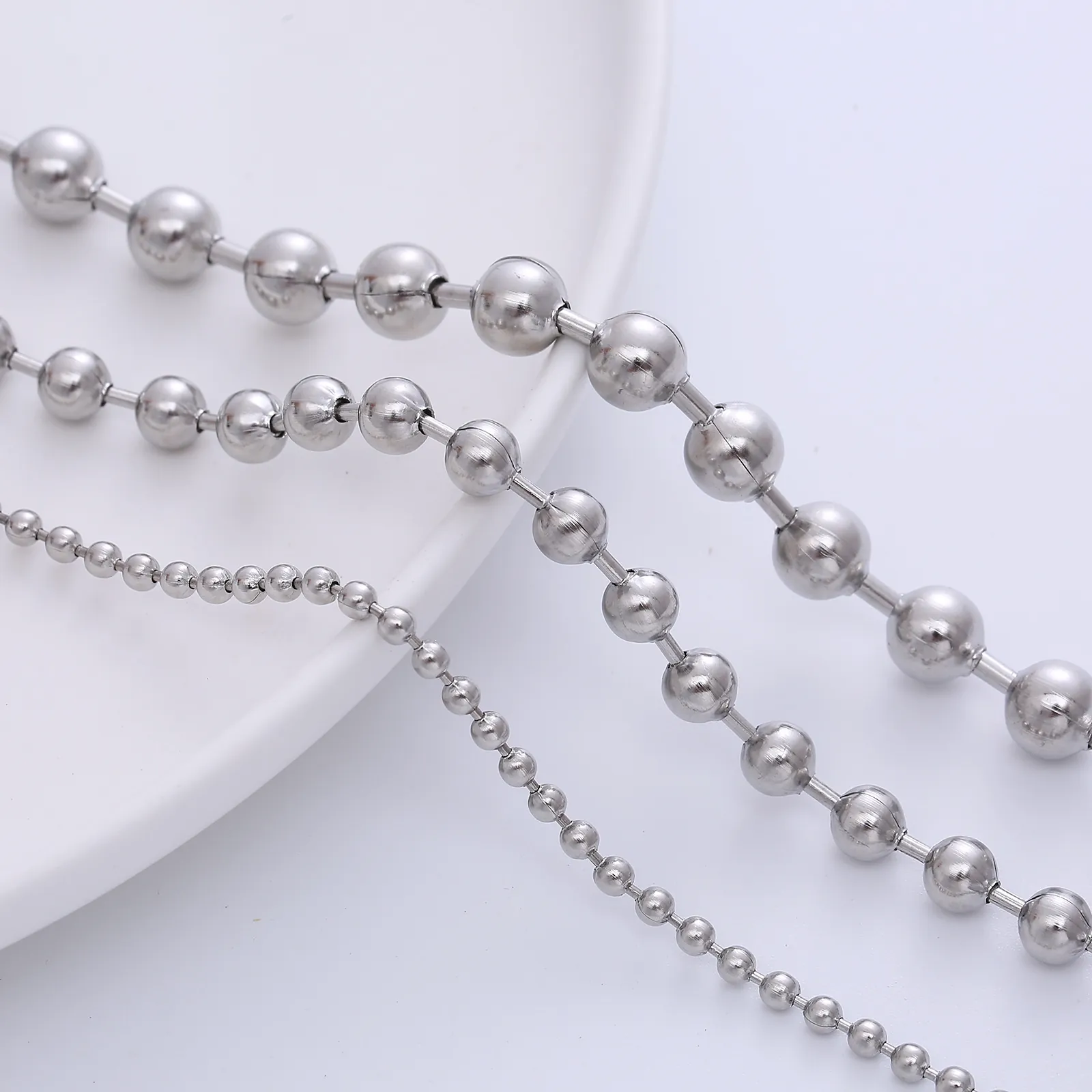 Ball Chain Necklace 304 Stainless Steel Polished Minimalist Round Bead Link Chain For Men Women Jewelry Accessories