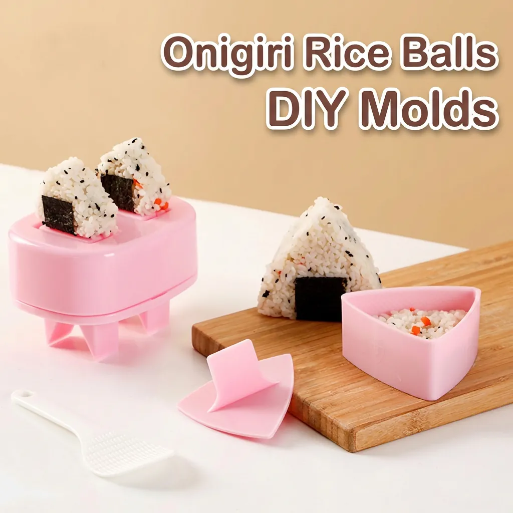 Rice Ball Mold Sushi Making Kit Triangle Rectangle Non-Stick Plastic DIY Bento Tool With Rice Scoop For Kids Baby