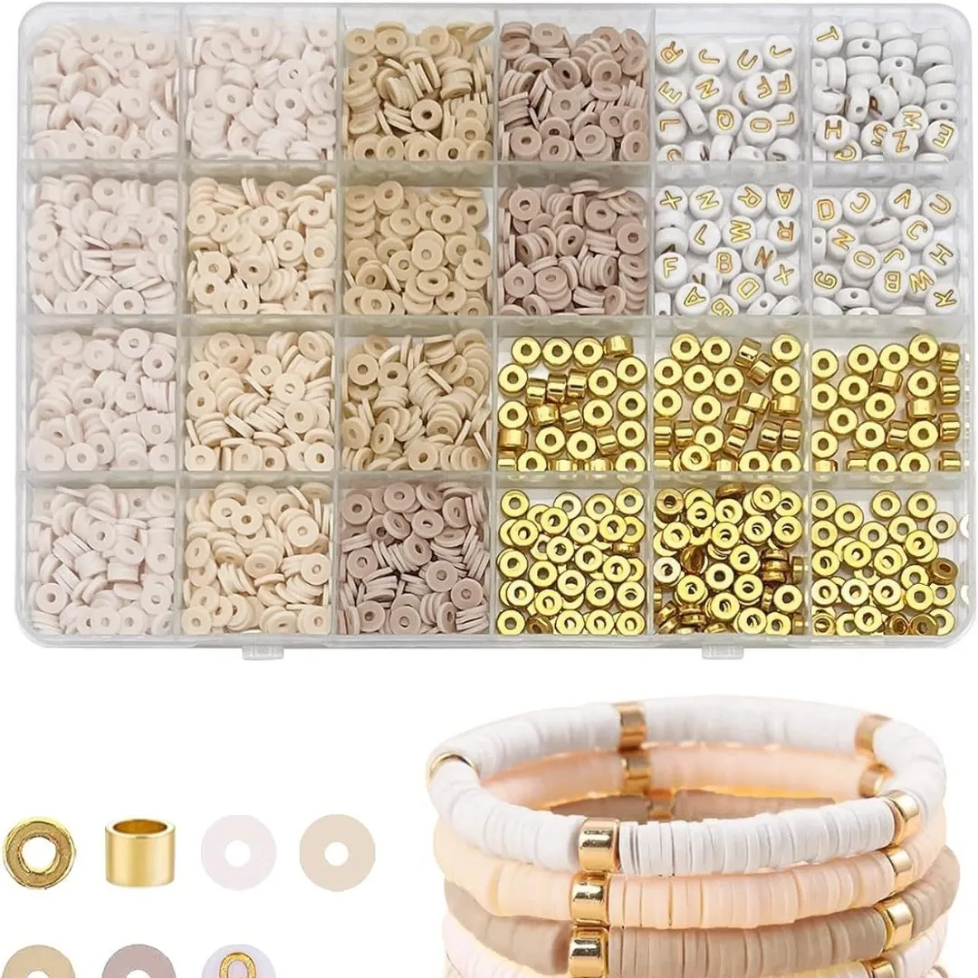 Polymer Clay Heishi Beads Jewelry Making Kit Alphabet Letter Beads Alloy Spacers For DIY Bracelet Necklace Girls Women