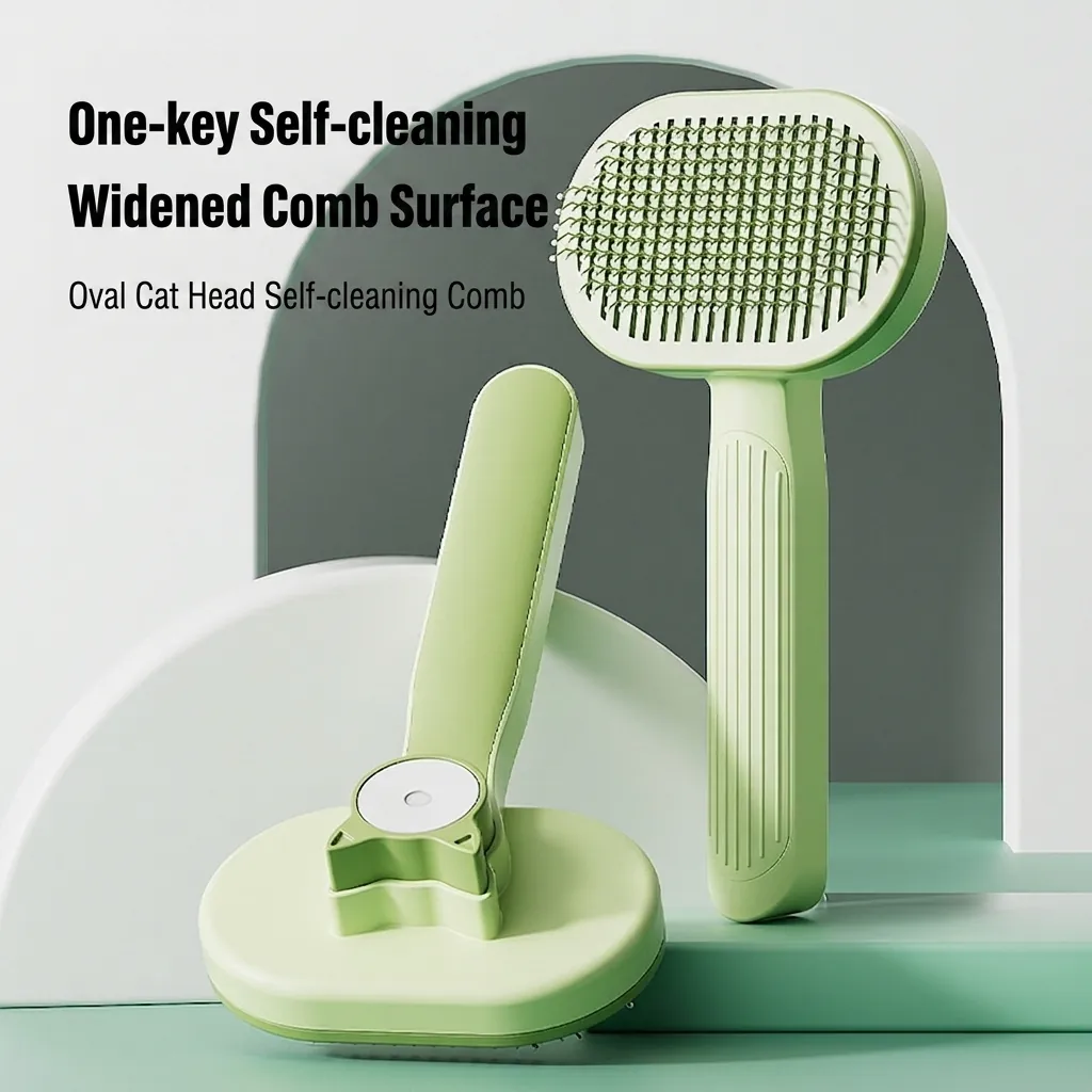 Self-Cleaning Slicker Brush For Cats And Dogs Pet Grooming Comb Stainless Steel Pins ABS Plastic Massage Hair Removal