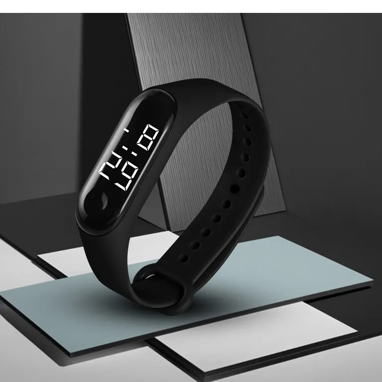 LED Digital Watch Waterproof Silicone Strap Sports Fashion Electronic Wristwatch For Kids Students Men Women