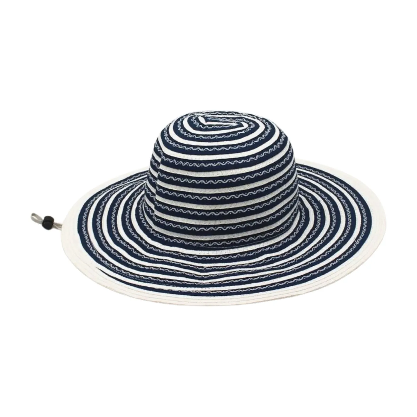 Cappello Da Sole Da Donna A Tesa Larga Pieghevole A Righe In Poliestere Protezione UV Estate Spiaggia Cordino Antivento Elegante